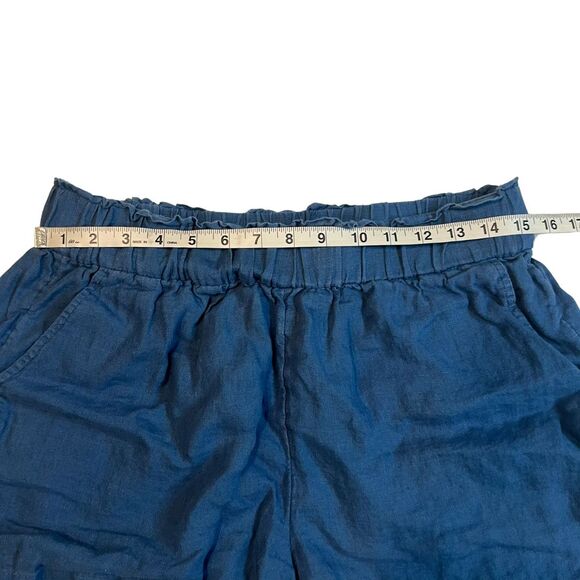 J Crew Shorts Womens Medium Blue Linen Elastic Waist Preppy Chino Boho Casual - Picture 4 of 16